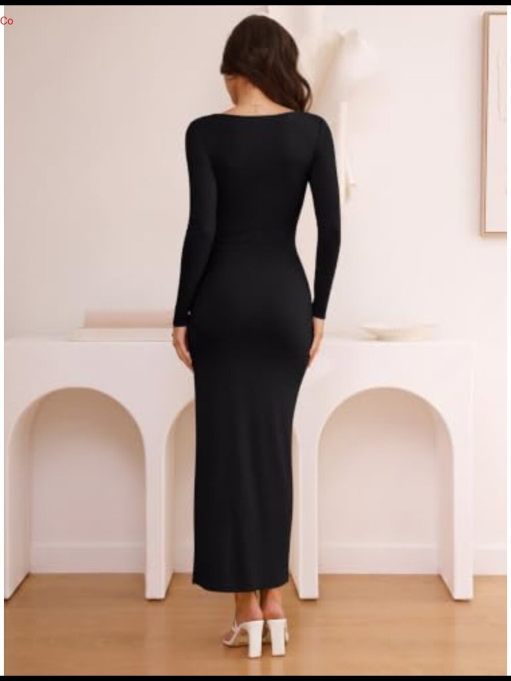 Long Sleeve Boat Neck Ruched Bodycon Midi Dress Cocktail Party - Picture 3 of 6
